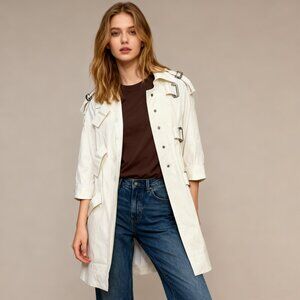 NWT Marc Jacobs Trench Jacket Cotton Lined Pockets Coat Size M White